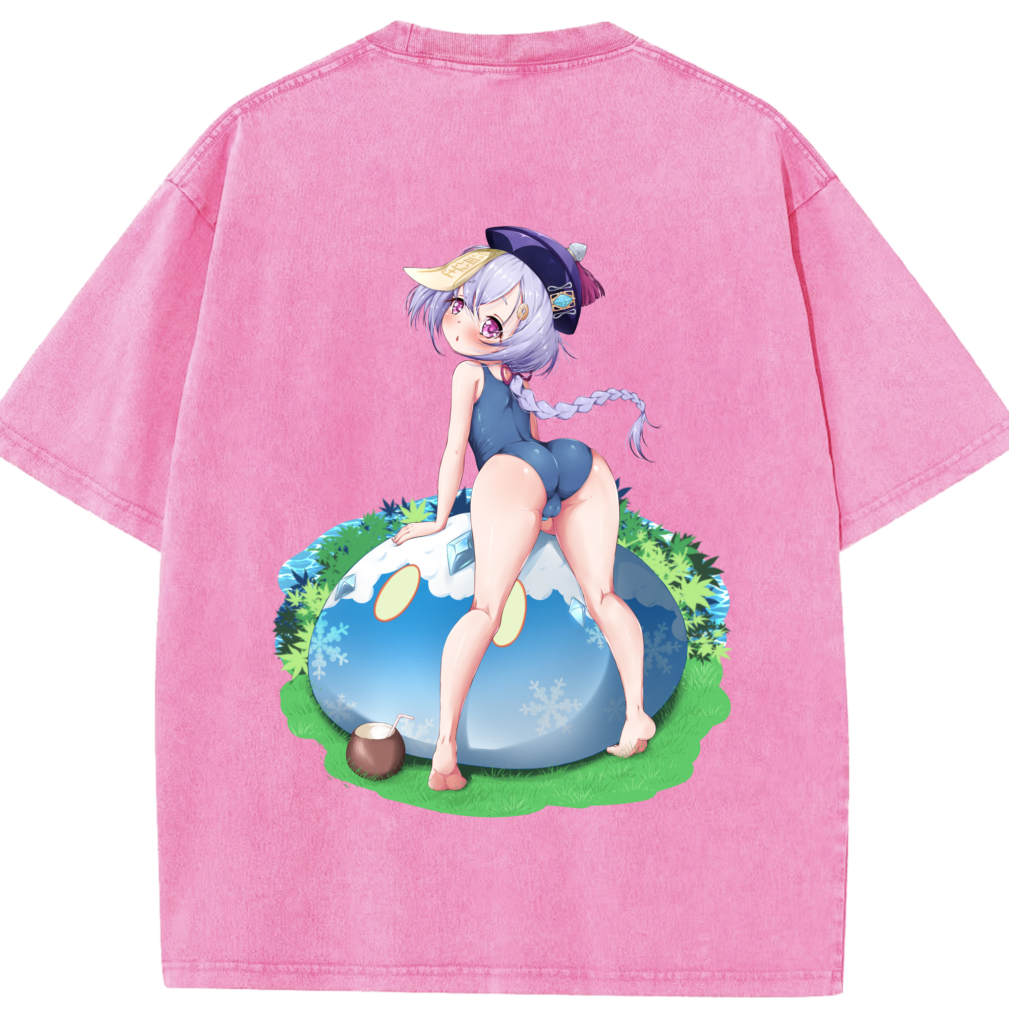 げんし神 七七 なな  genshin Nana 綿100% ヴィンテージ風 半袖Tシャツ（背面プリント）